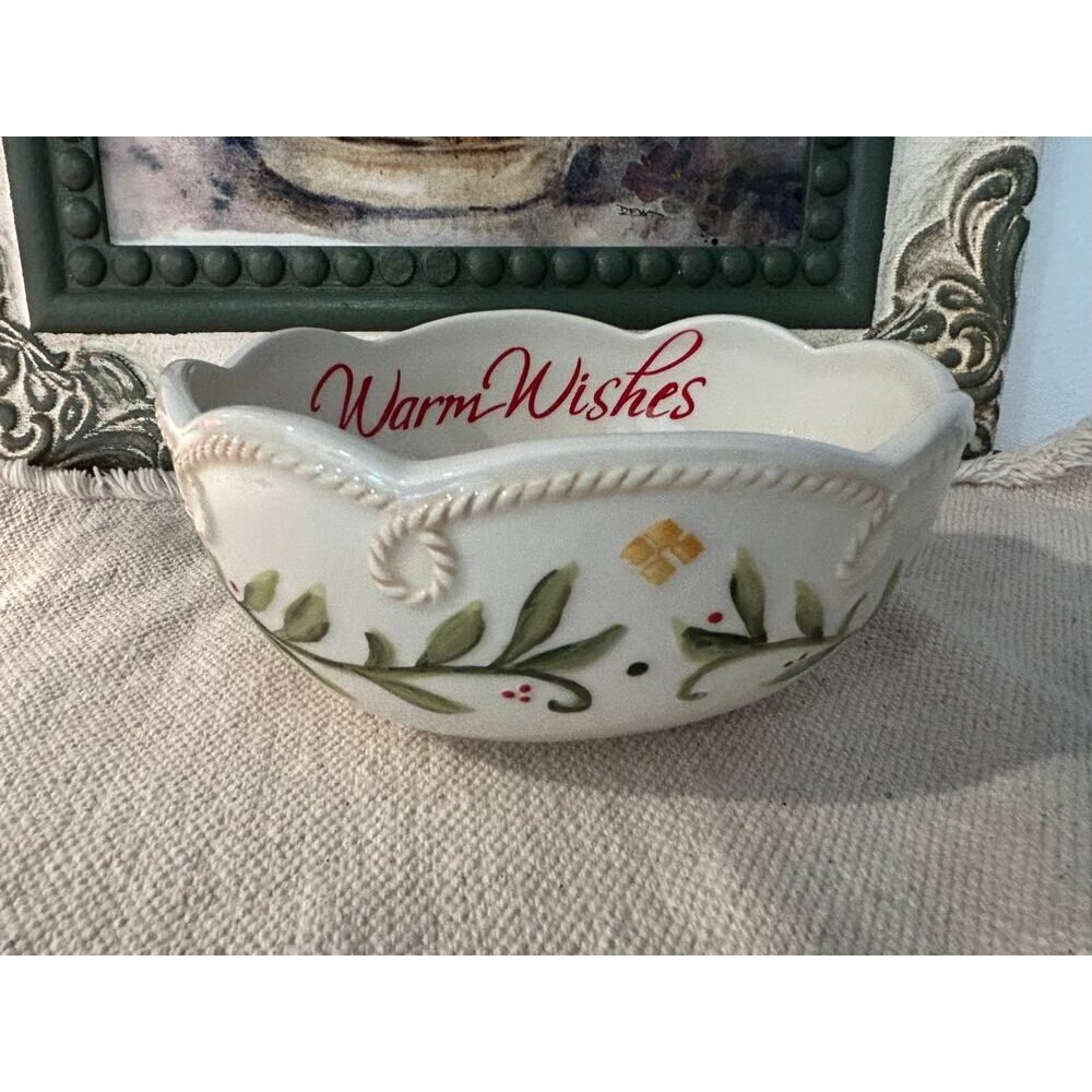 Fitz & Floyd Warm Wishes Sentiment Bowl - Xmas Dish EUC 2010